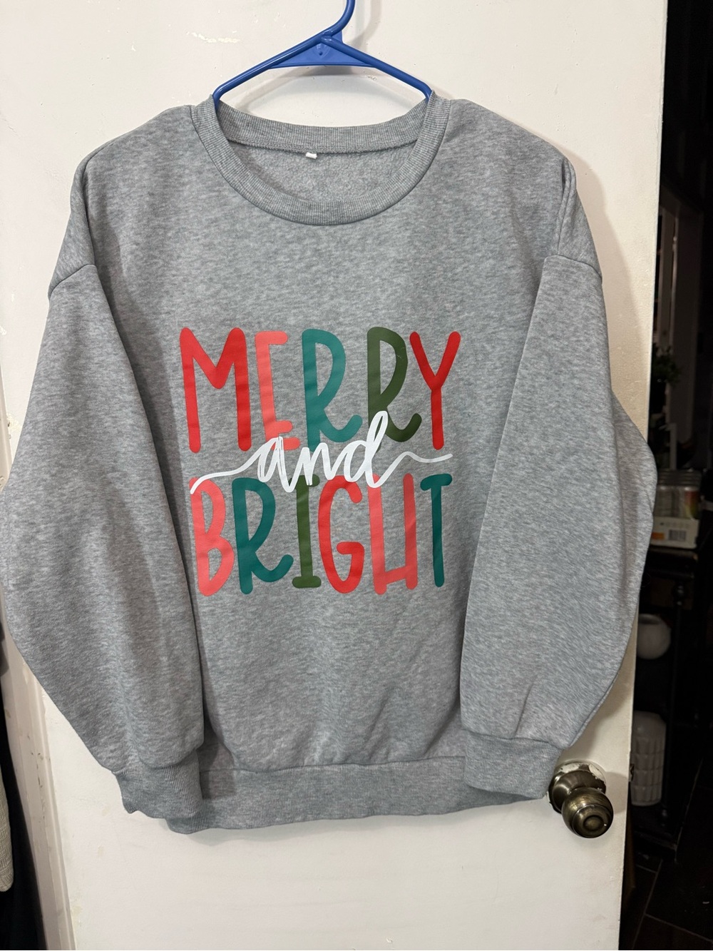 Gray 'Merry and Bright' Graphic Crewneck Sweatshirt - Women's Holiday Pullover